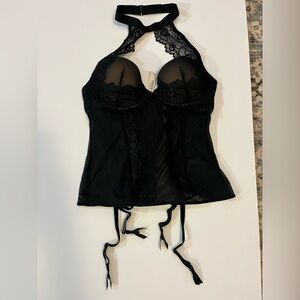 Adore Me Black Lace Halter Bustier
